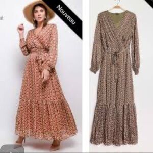 Aakaa floral long sleeve dress large